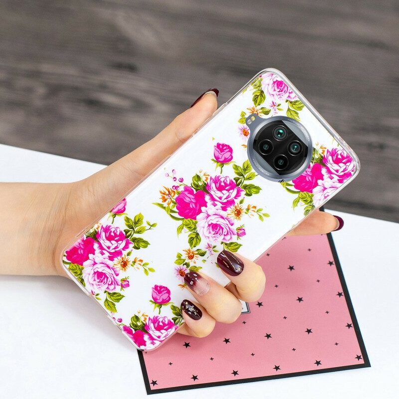 Cover Xiaomi Redmi Note 9 Pro 5G Fiori Liberty Al Neon