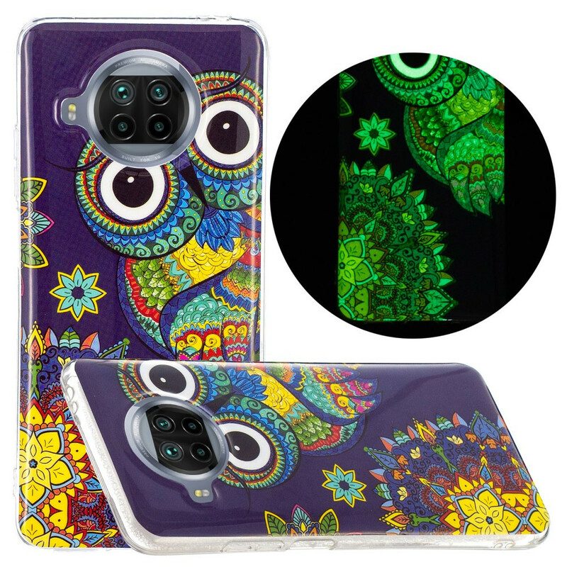 Cover Xiaomi Redmi Note 9 Pro 5G Gufo Mandala Al Neon