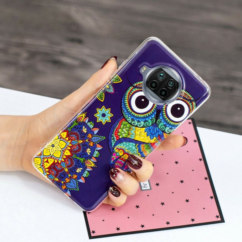 Cover Xiaomi Redmi Note 9 Pro 5G Gufo Mandala Al Neon