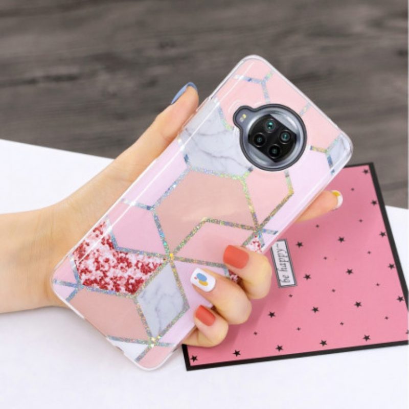 Cover Xiaomi Redmi Note 9 Pro 5G Marmo Con Design Glitterato