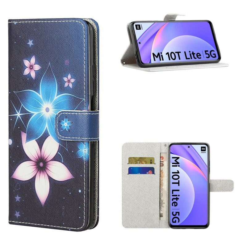 Custodia A Portafoglio Xiaomi Redmi Note 9 Pro 5G Cinturino Lunare Fiori