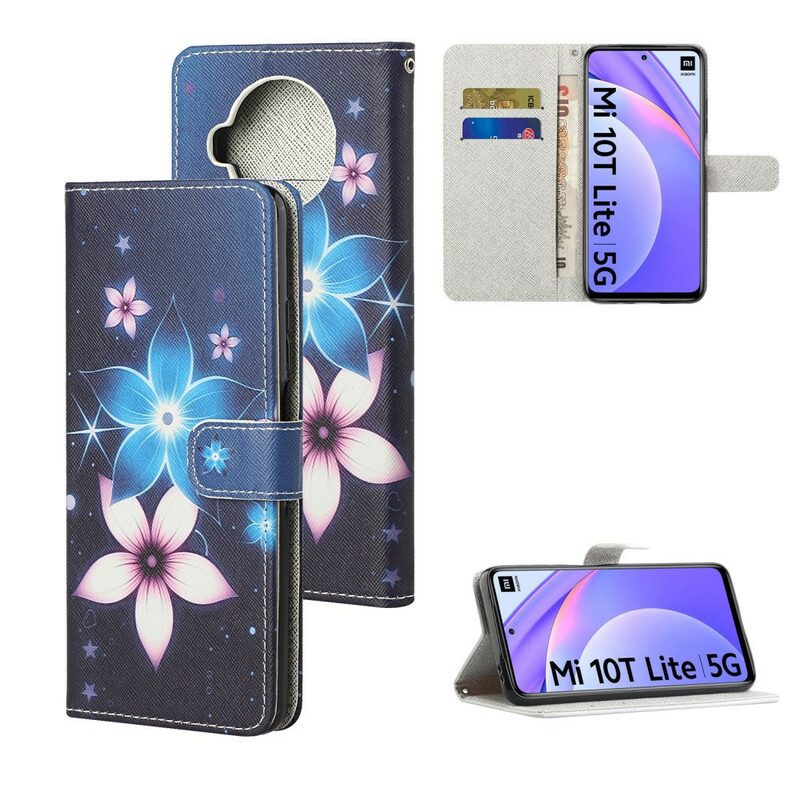 Custodia A Portafoglio Xiaomi Redmi Note 9 Pro 5G Cinturino Lunare Fiori