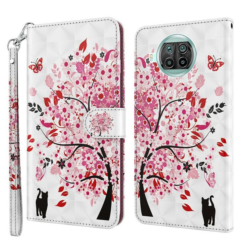 Custodia in pelle Xiaomi Redmi Note 9 Pro 5G Albero Rosa