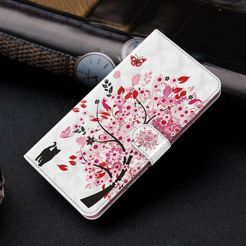 Custodia in pelle Xiaomi Redmi Note 9 Pro 5G Albero Rosa