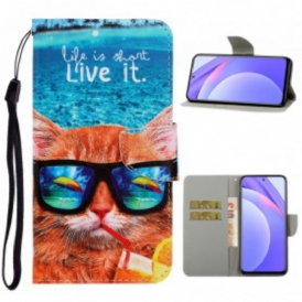 Custodia in pelle Xiaomi Redmi Note 9 Pro 5G Cat Live It Strappy