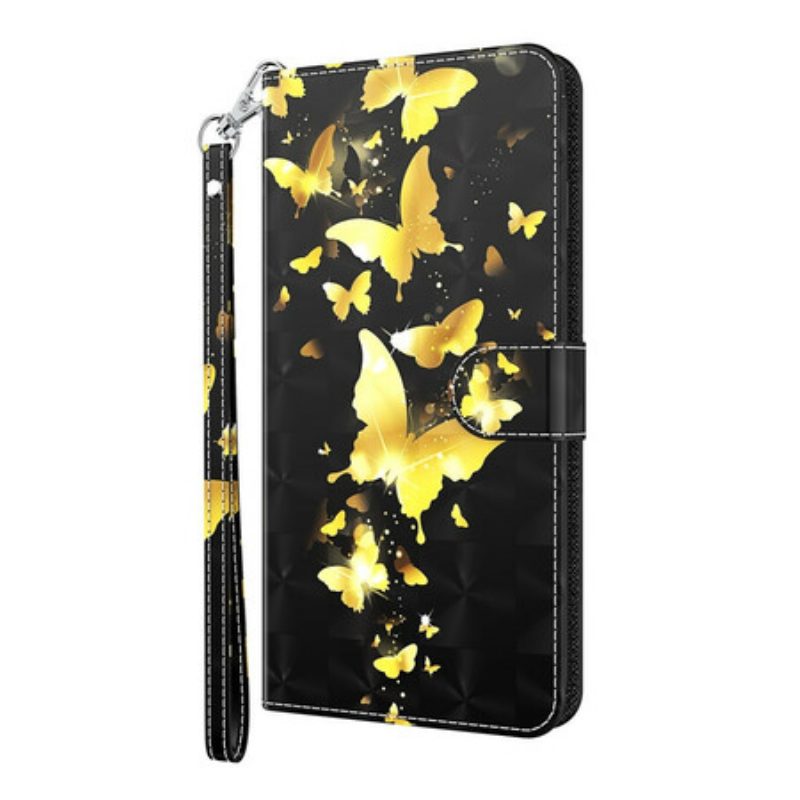 Custodia in pelle Xiaomi Redmi Note 9 Pro 5G Farfalle Gialle