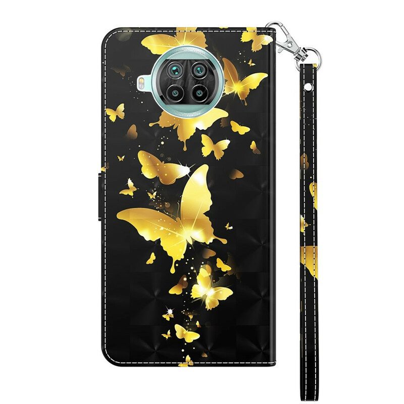 Custodia in pelle Xiaomi Redmi Note 9 Pro 5G Farfalle Gialle