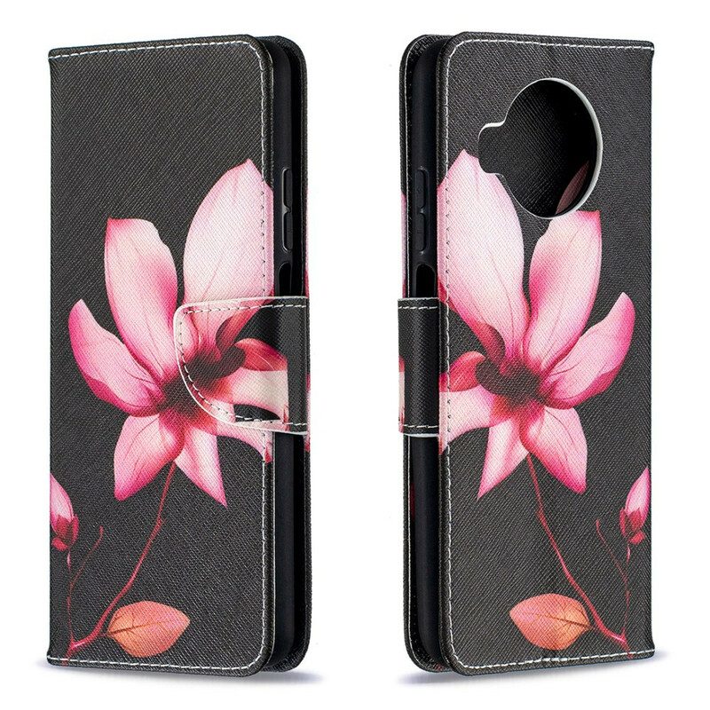 Custodia in pelle Xiaomi Redmi Note 9 Pro 5G Fiore Rosa