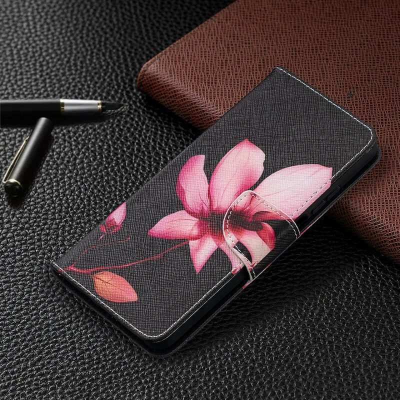 Custodia in pelle Xiaomi Redmi Note 9 Pro 5G Fiore Rosa