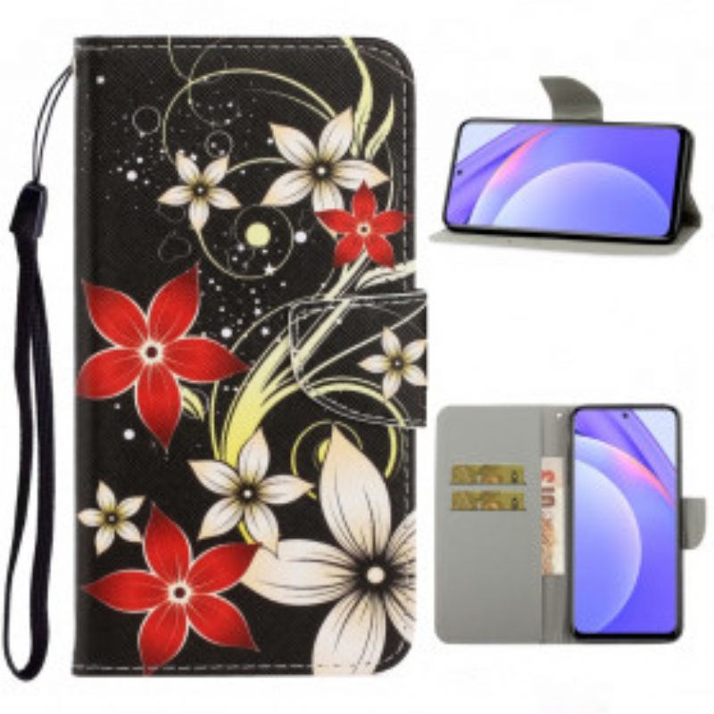 Custodia in pelle Xiaomi Redmi Note 9 Pro 5G Fiori Strappy Colorati