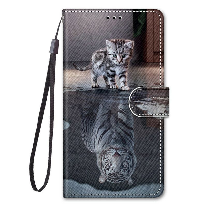 Custodia in pelle Xiaomi Redmi Note 9 Pro 5G Gattino Strappy