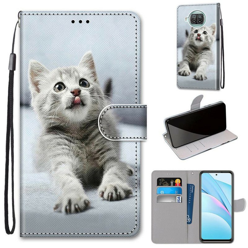 Custodia in pelle Xiaomi Redmi Note 9 Pro 5G Gattino Strappy