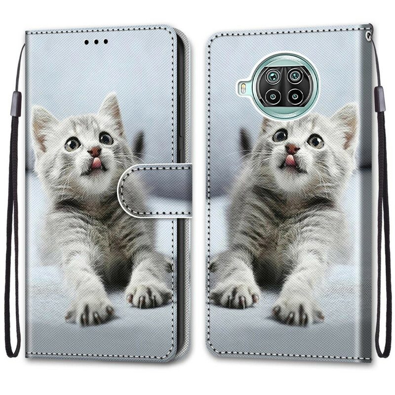 Custodia in pelle Xiaomi Redmi Note 9 Pro 5G Gattino Strappy