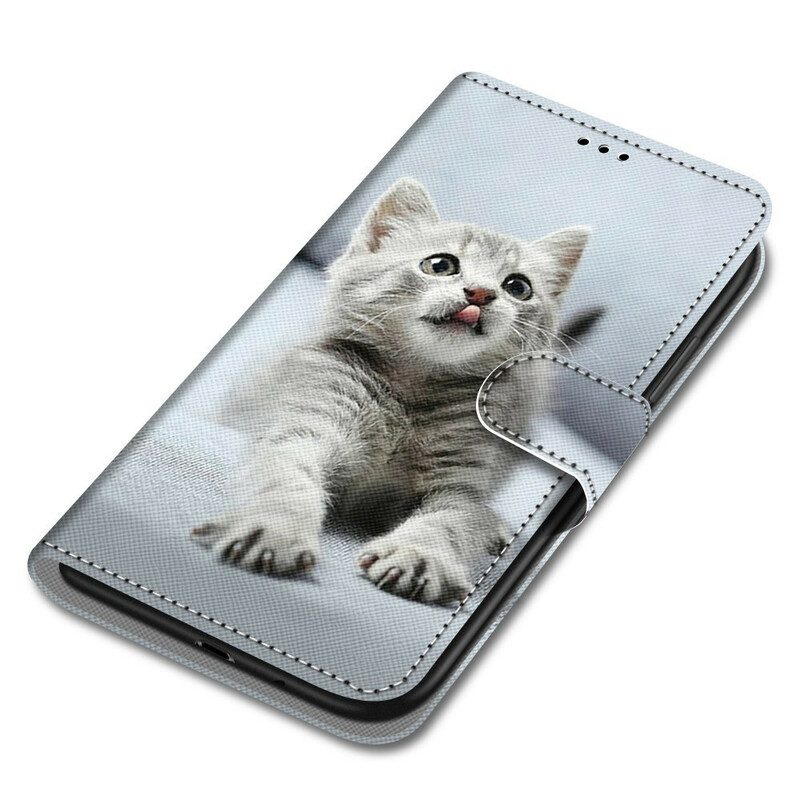 Custodia in pelle Xiaomi Redmi Note 9 Pro 5G Gattino Strappy