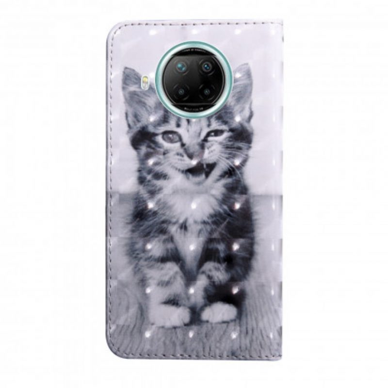 Custodia in pelle Xiaomi Redmi Note 9 Pro 5G Gatto Bianco E Nero