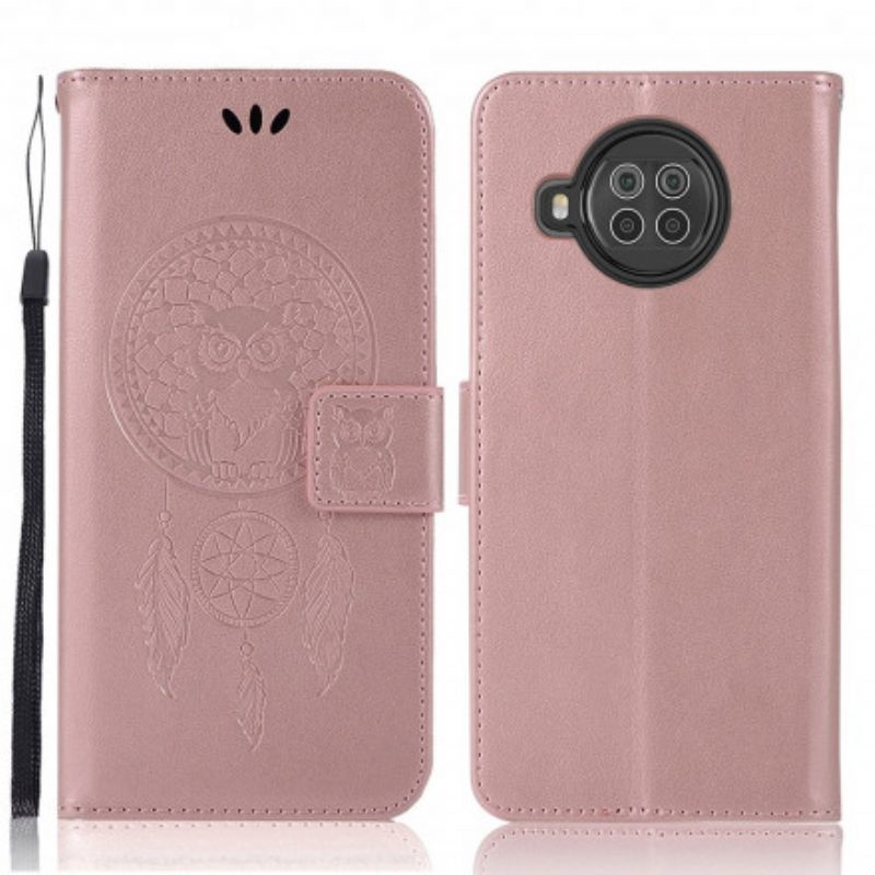 Custodia in pelle Xiaomi Redmi Note 9 Pro 5G Gufo Acchiappasogni Effetto Pelle