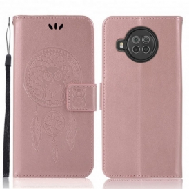 Custodia in pelle Xiaomi Redmi Note 9 Pro 5G Gufo Acchiappasogni Effetto Pelle