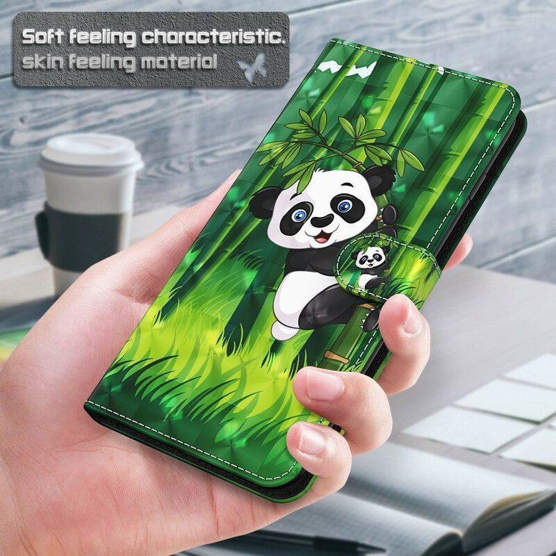 Custodia in pelle Xiaomi Redmi Note 9 Pro 5G Panda E Bambù