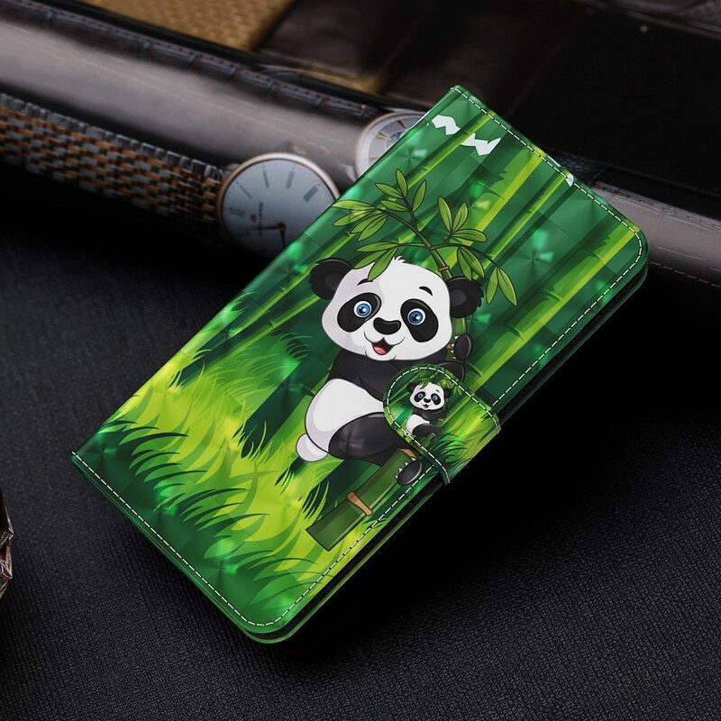 Custodia in pelle Xiaomi Redmi Note 9 Pro 5G Panda E Bambù