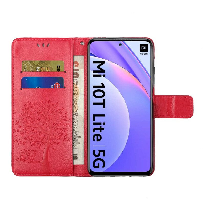 Custodia in pelle Xiaomi Redmi Note 9 Pro 5G Perizoma Albero E Gufi