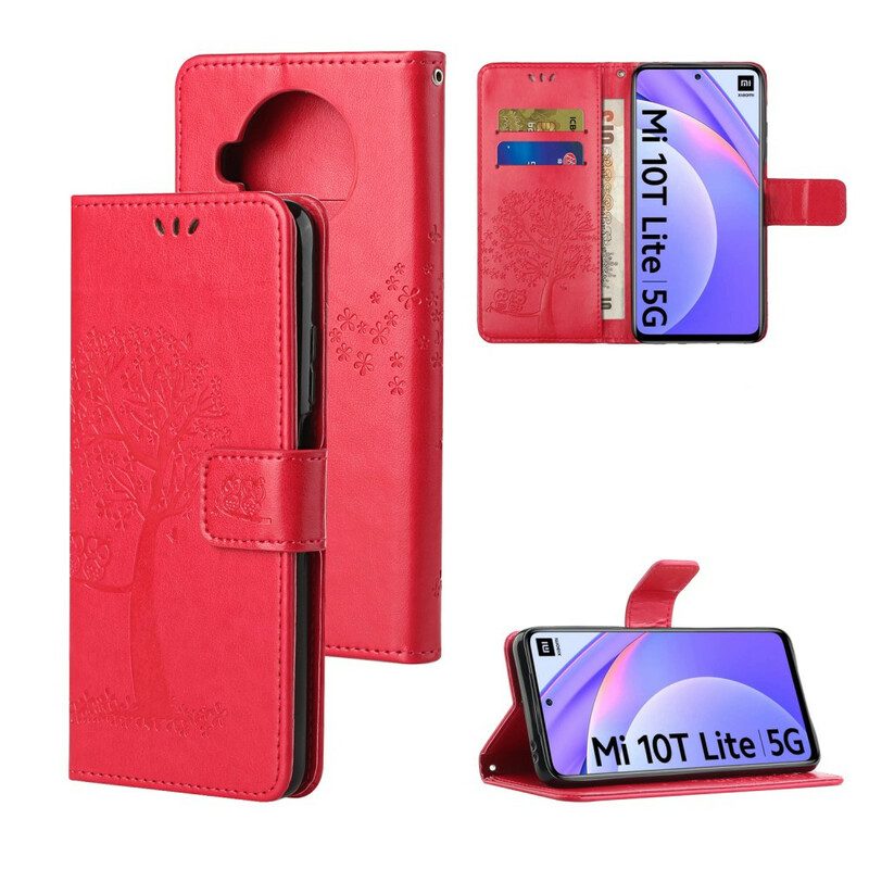 Custodia in pelle Xiaomi Redmi Note 9 Pro 5G Perizoma Albero E Gufi