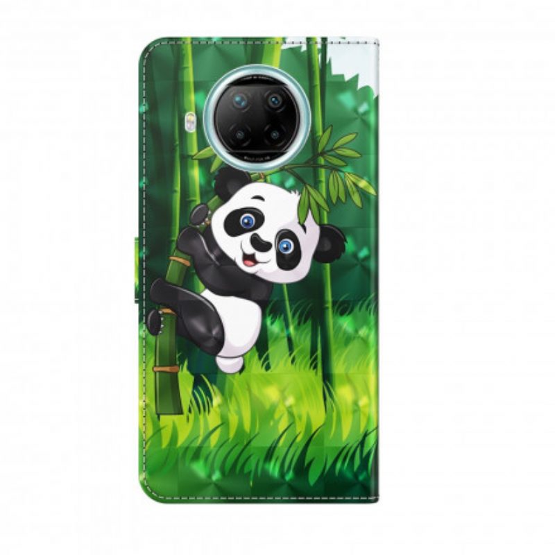 Custodia in pelle Xiaomi Redmi Note 9 Pro 5G Punto Luce Panda E Bambù