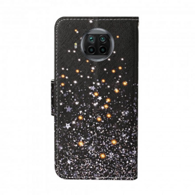 Custodia in pelle Xiaomi Redmi Note 9 Pro 5G Stelle E Paillettes Con Cordino