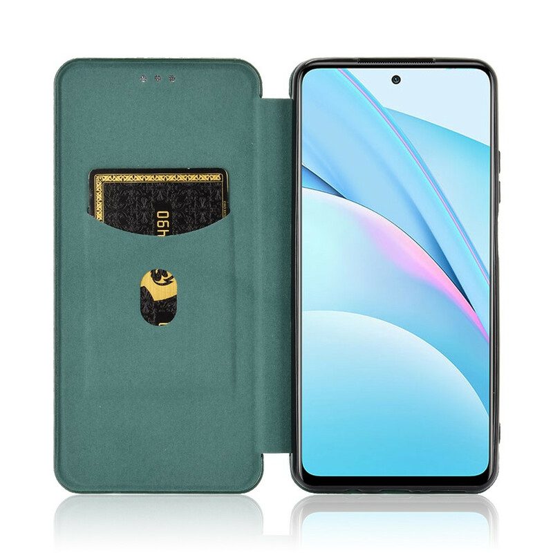 Folio Cover Xiaomi Redmi Note 9 Pro 5G Custodia in pelle Fibra Di Carbonio