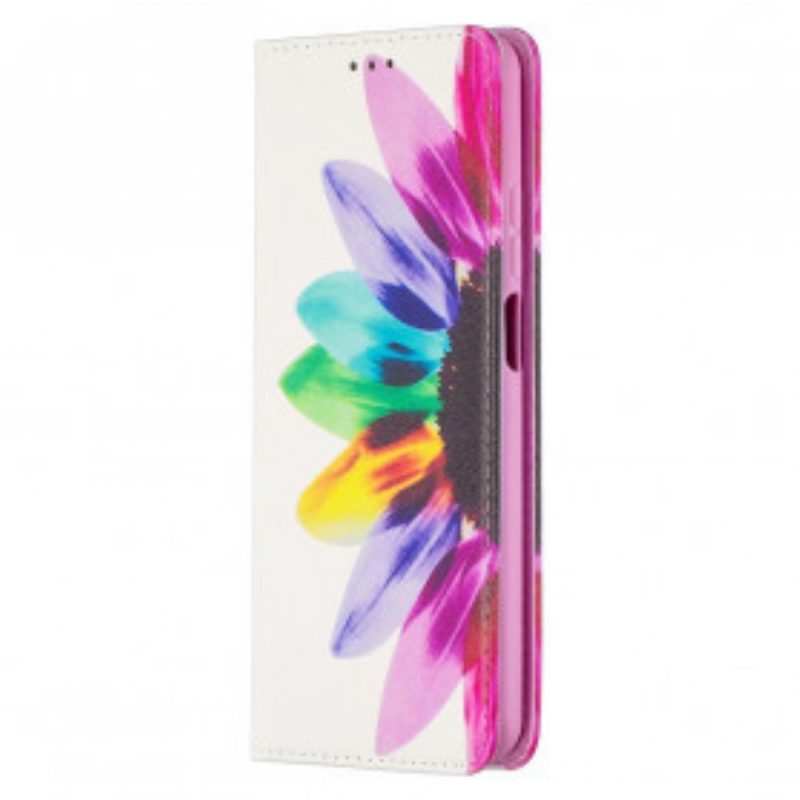 Folio Cover Xiaomi Redmi Note 9 Pro 5G Custodia in pelle Fiore Dell'acquerello