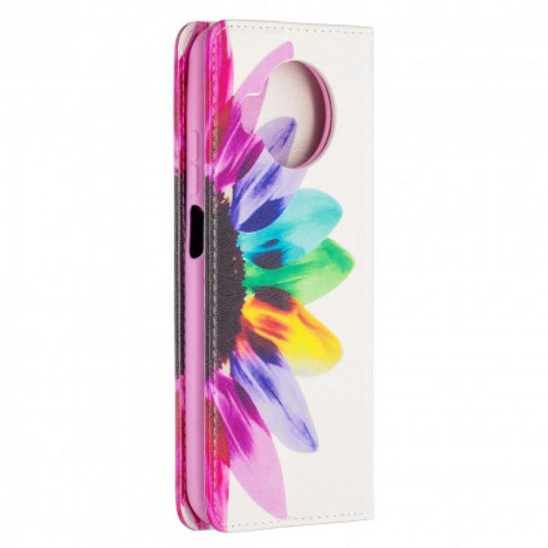 Folio Cover Xiaomi Redmi Note 9 Pro 5G Custodia in pelle Fiore Dell'acquerello