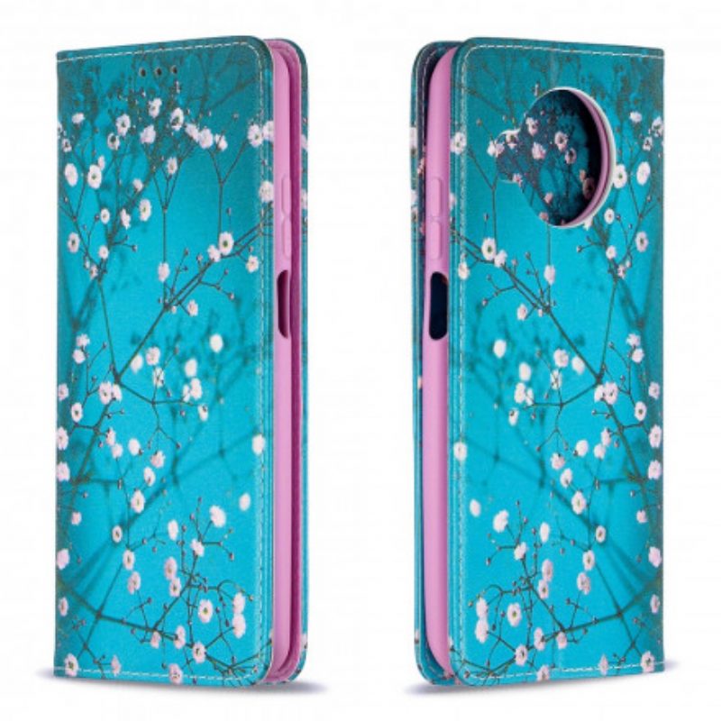 Folio Cover Xiaomi Redmi Note 9 Pro 5G Custodia in pelle Rami Fioriti