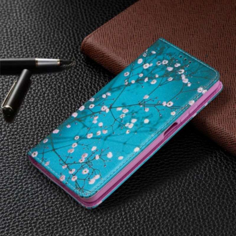 Folio Cover Xiaomi Redmi Note 9 Pro 5G Custodia in pelle Rami Fioriti