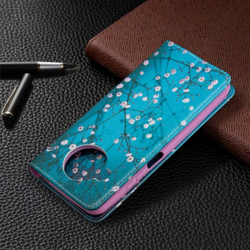 Folio Cover Xiaomi Redmi Note 9 Pro 5G Custodia in pelle Rami Fioriti