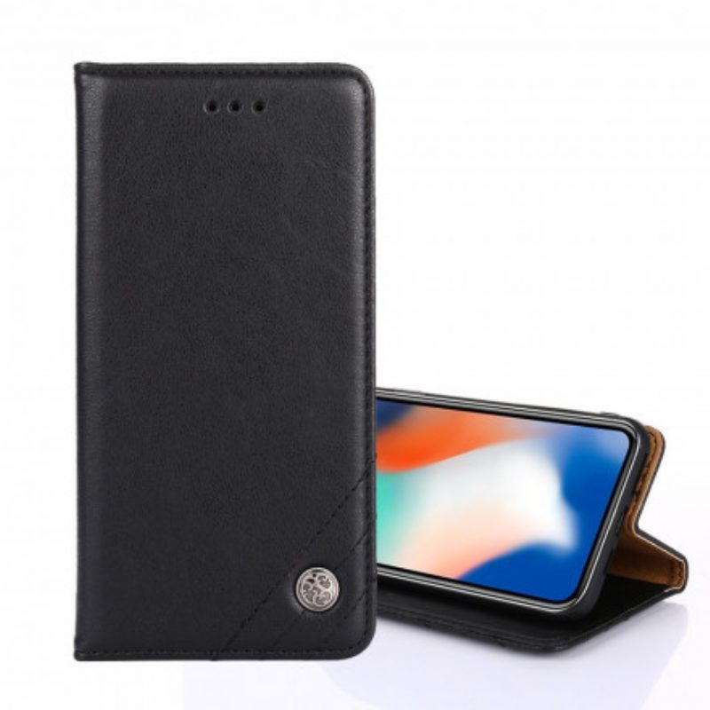 Folio Cover Xiaomi Redmi Note 9 Pro 5G Custodia in pelle Stile In Pelle Con Rivetto