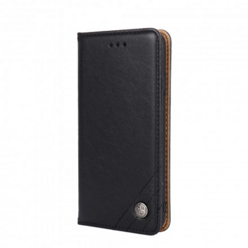 Folio Cover Xiaomi Redmi Note 9 Pro 5G Custodia in pelle Stile In Pelle Con Rivetto