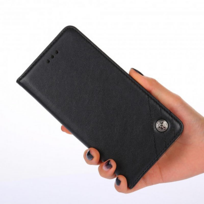 Folio Cover Xiaomi Redmi Note 9 Pro 5G Custodia in pelle Stile In Pelle Con Rivetto