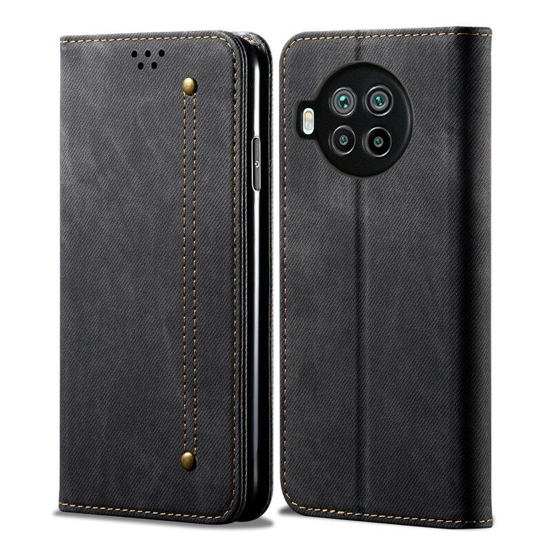 Folio Cover Xiaomi Redmi Note 9 Pro 5G Custodia in pelle Tessuto Denim