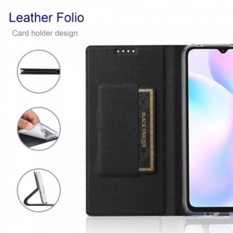 Folio Cover Xiaomi Redmi Note 9 Pro 5G Custodia in pelle Tessuto Vili Dmk