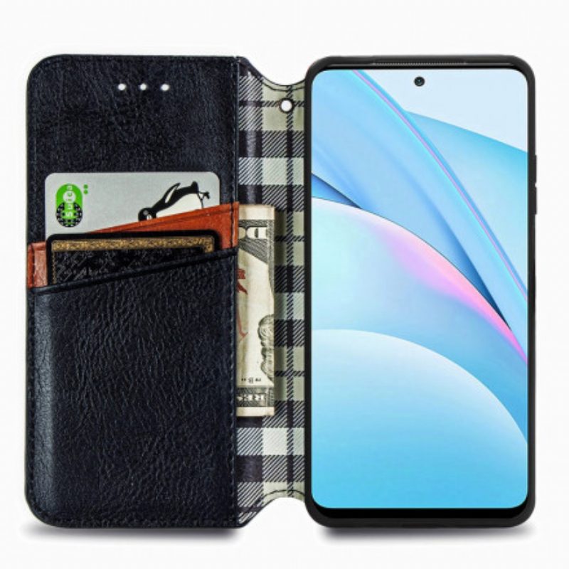 Folio Cover Xiaomi Redmi Note 9 Pro 5G Custodia in pelle Texture Diamante Effetto Pelle