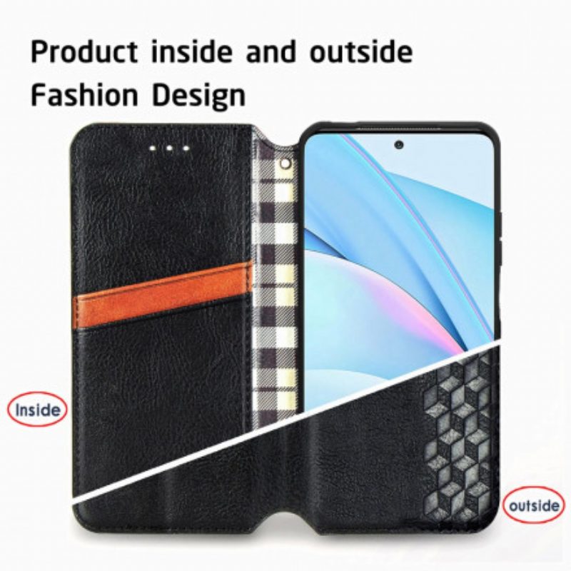 Folio Cover Xiaomi Redmi Note 9 Pro 5G Custodia in pelle Texture Diamante Effetto Pelle