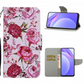 Folio Cover Xiaomi Redmi Note 9 Pro 5G Fiori Magistrali Con Cinturino