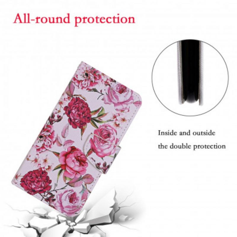 Folio Cover Xiaomi Redmi Note 9 Pro 5G Fiori Magistrali Con Cinturino