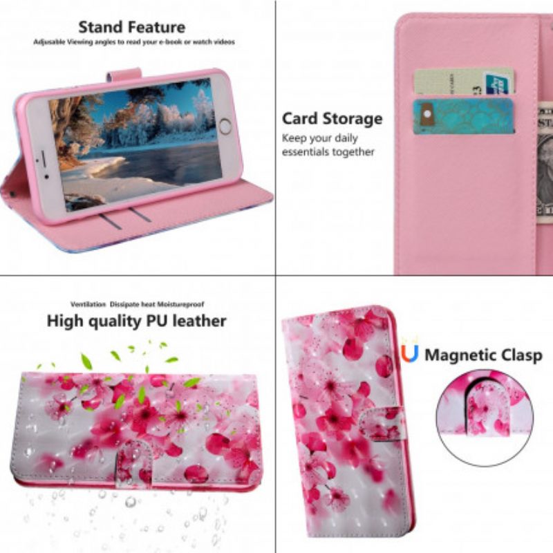 Folio Cover Xiaomi Redmi Note 9 Pro 5G Fiori Rosa