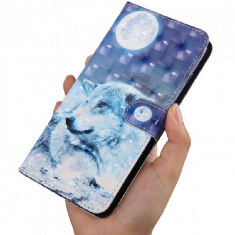 Folio Cover Xiaomi Redmi Note 9 Pro 5G Lupo Al Chiaro Di Luna