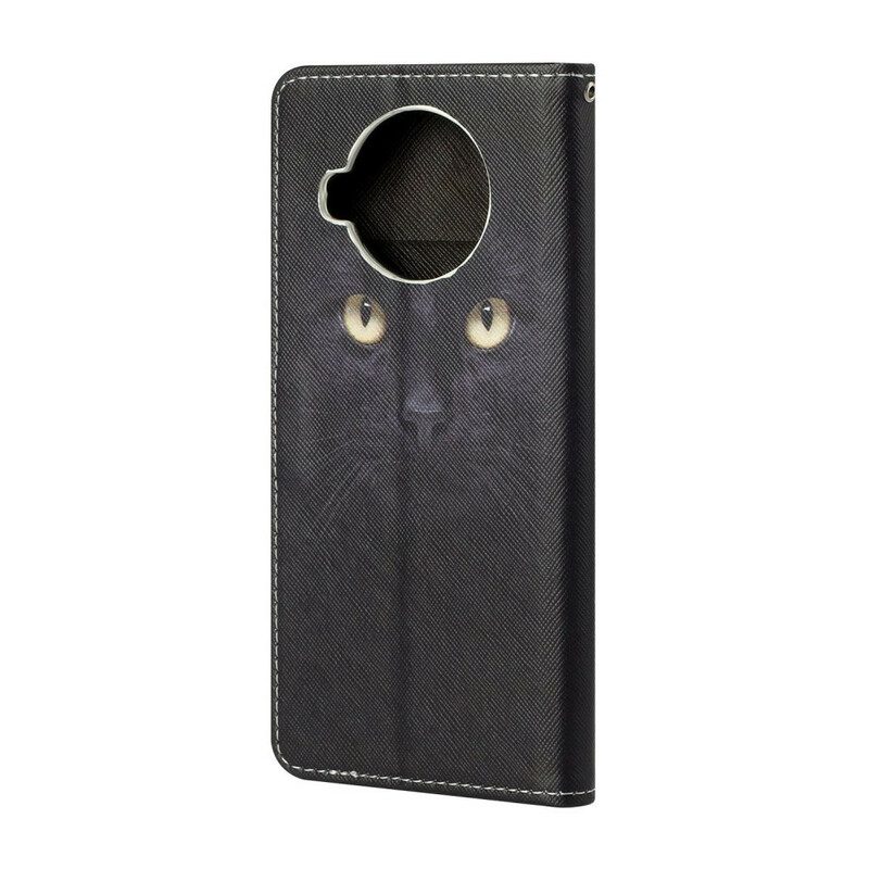 Folio Cover Xiaomi Redmi Note 9 Pro 5G Occhi Di Gatto Nero