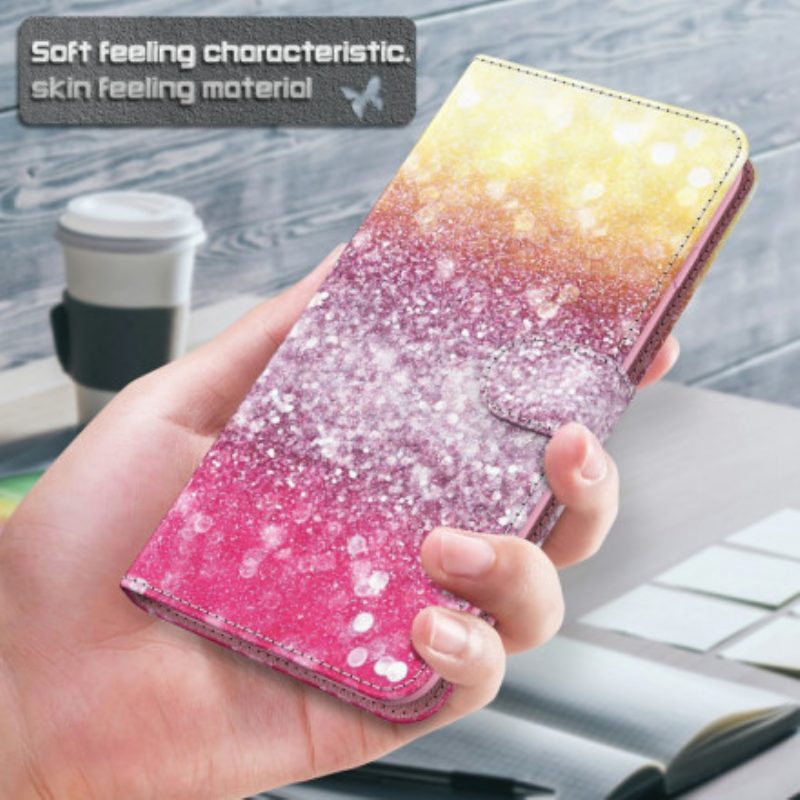 Folio Cover Xiaomi Redmi Note 9 Pro 5G Punto Luminoso Glitter Magenta