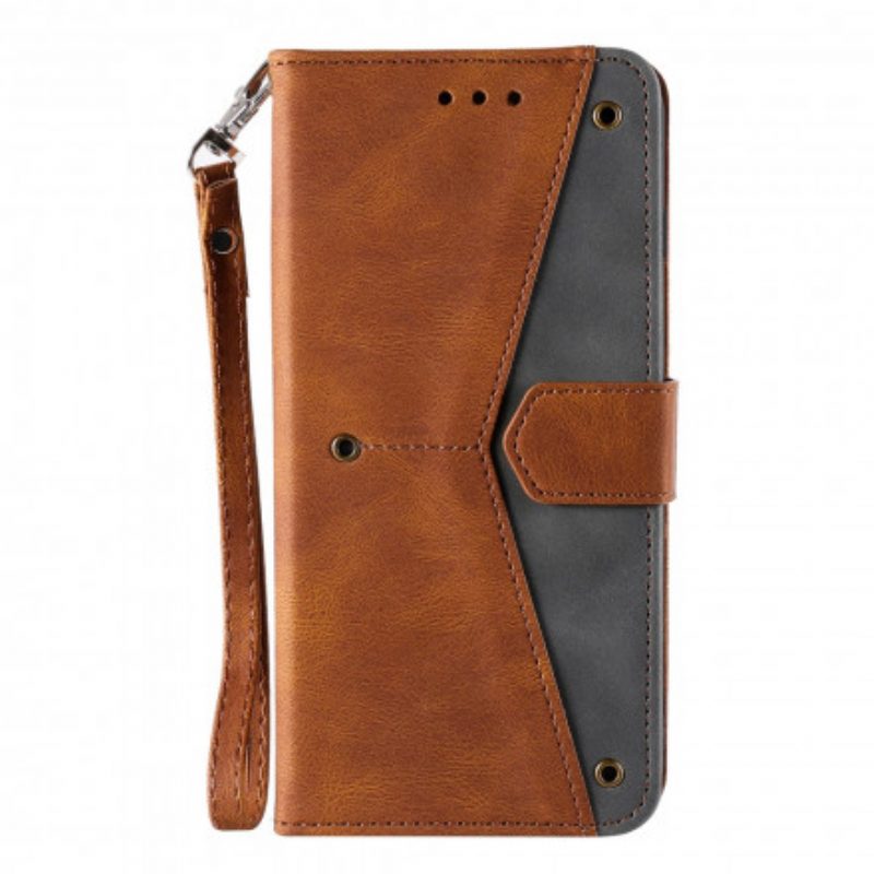 Folio Cover Xiaomi Redmi Note 9 Pro 5G Rivetti Bicolore In Ecopelle