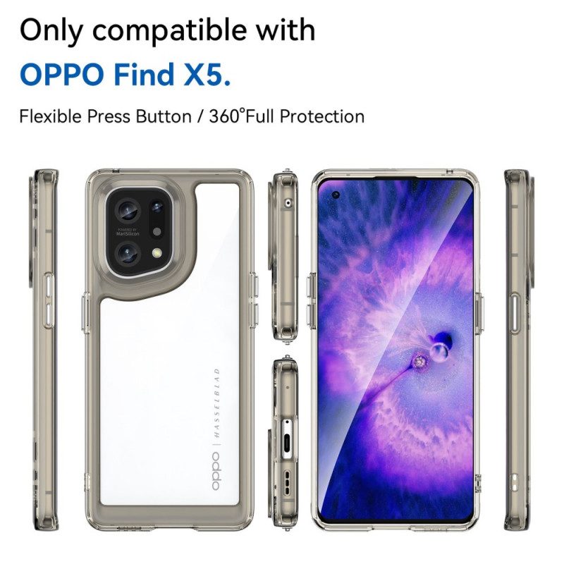 Cover Oppo Find X5 Bordi Colorati Trasparenti Ibridi