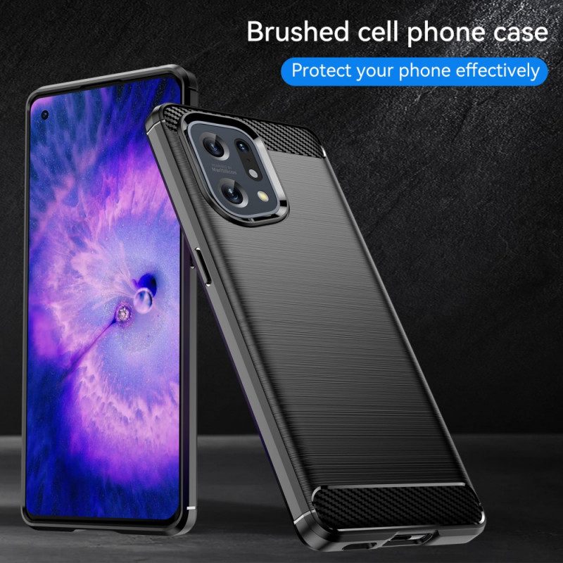 Cover Oppo Find X5 Fibra Di Carbonio Spazzolata