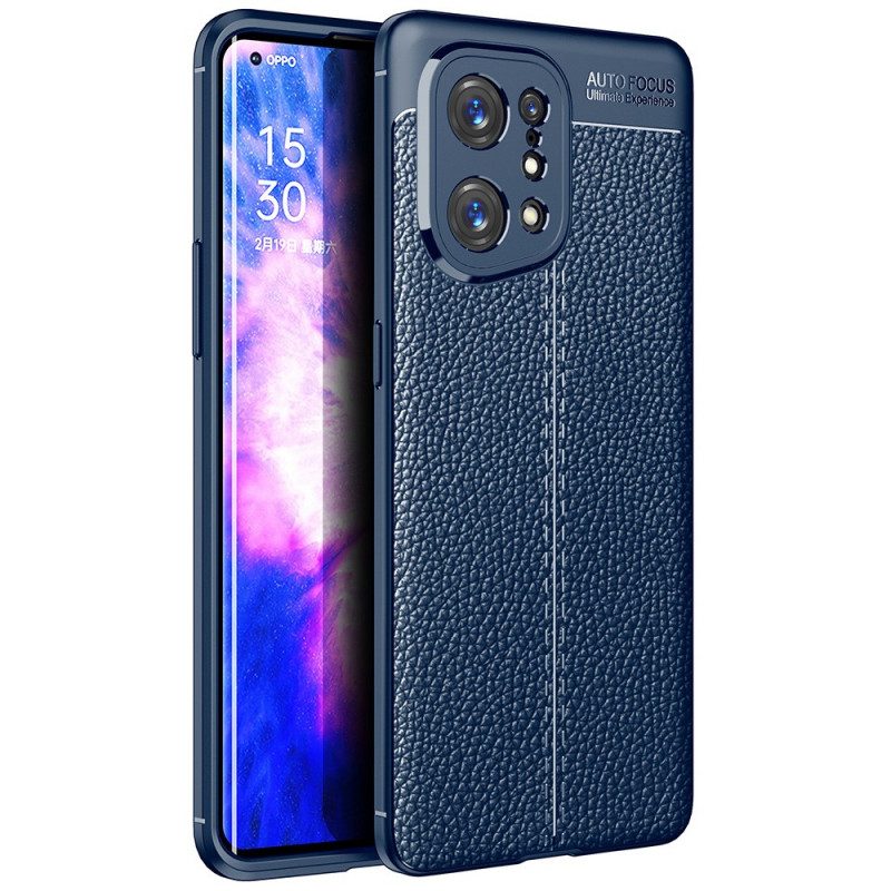 Cover Oppo Find X5 Linea Litchi Double Effetto Pelle